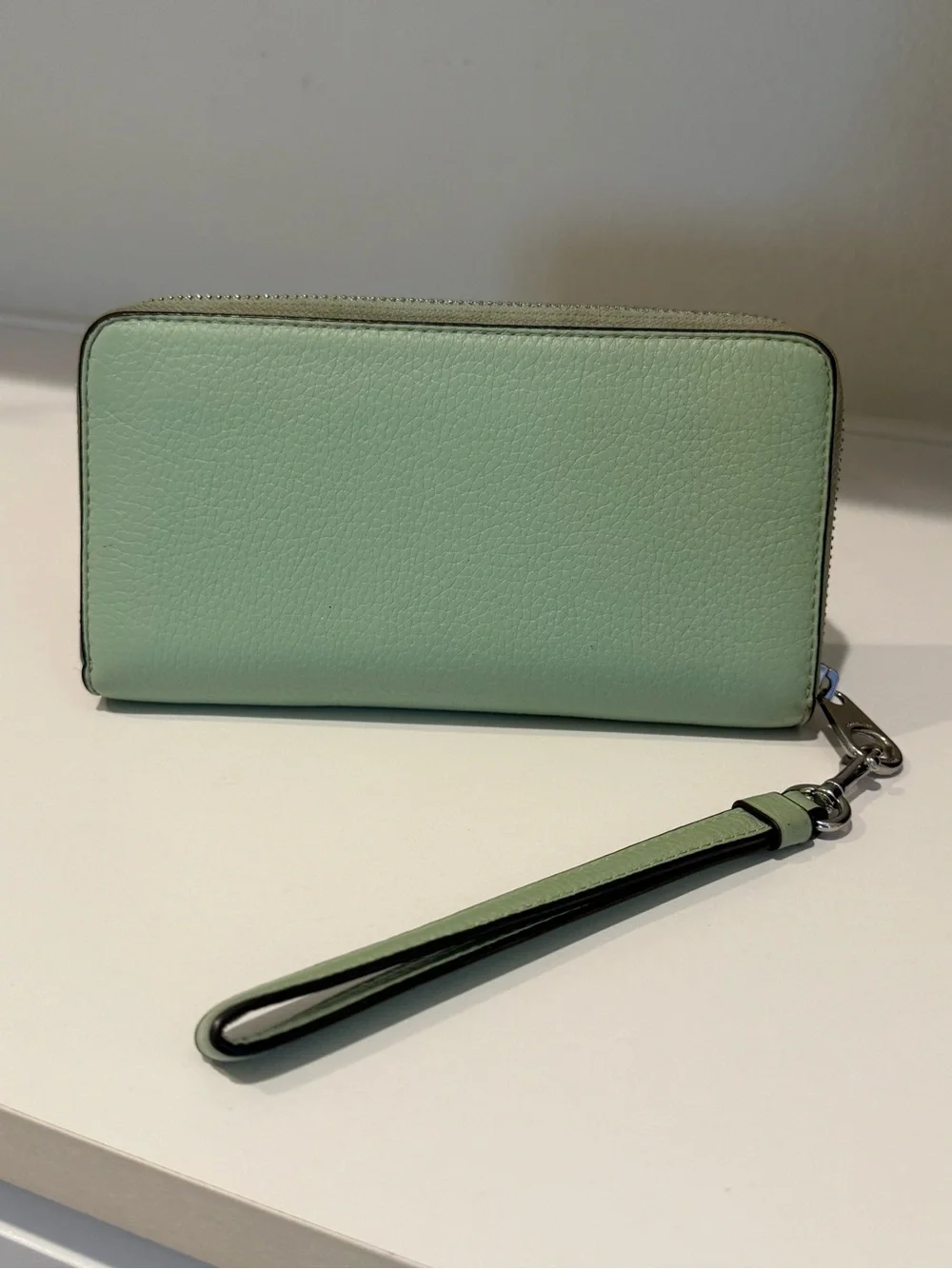 Coach Mint Green Leather Long Zip-Around Wristlet Wallet